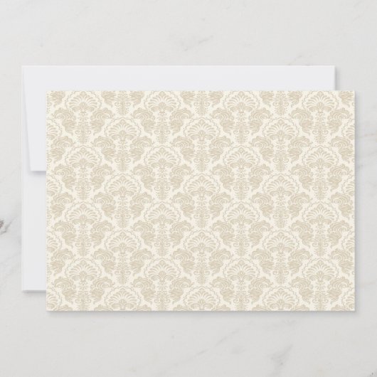 Elegant Cream Damask Design Baptisme Kaart (Achterkant)