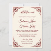 Elegant Cream en Bourgogne islamitisch moslimhuwel Kaart (Voorkant)