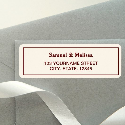 Elegant Cream en Bourgogne Wedding Etiket