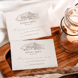 Elegant Cream en bruin Rustic Barn Wedding RSVP Kaartje
