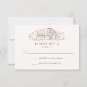 Elegant Cream en bruin Rustic Barn Wedding RSVP Kaartje (Voorkant)
