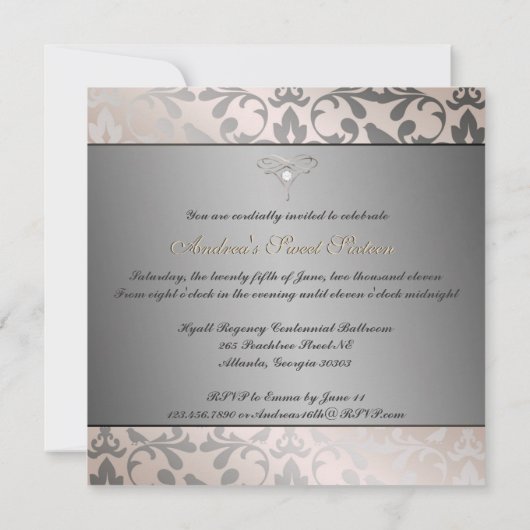 Elegant Cream en Silver Uitnodiging met Bow (Achterkant)