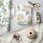 Elegant Cream Floral Botanical Wedding Cadeaupapier<br><div class="desc">Dit  pakpapier is perfect voor je trouwcadeau of een andere speciale gelegenheid. Dit ontwerp is voorzien van elegante crèmekleurige rozen met een groene botanische bloei tegen een eenvoudige witte achtergrond. Dus betoverend voor die speciale persoon.</div>