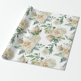 Elegant Cream Floral Botanical Wedding Cadeaupapier