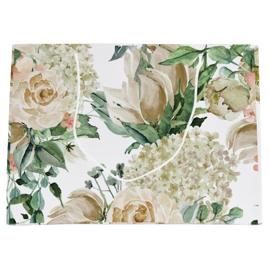 Elegant Cream Floral Botanical Wedding Groot Cadeauzakje (Voorkant)