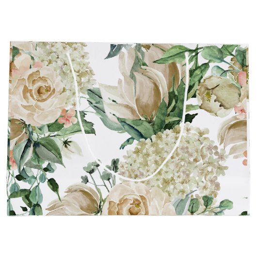 Elegant Cream Floral Botanical Wedding Groot Cadeauzakje (Achterkant)