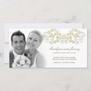 Elegant Cream Floral Flourish Wedding Notice Aankondiging