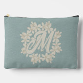 Elegant Cream Floral Krans Blauwgroen Faux Leather Etui (Voorkant)