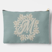 Elegant Cream Floral Krans Blauwgroen Faux Leather Etui (Achterkant)