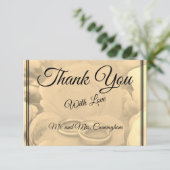 Elegant Cream Floral & Rings Dank u Briefkaart (Staand voorkant)