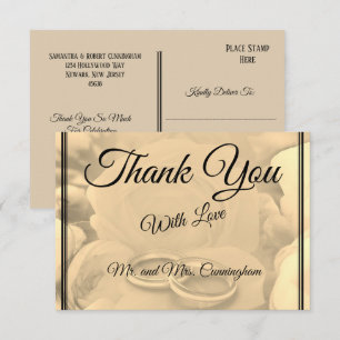 Elegant Cream Floral & Rings Dank u Briefkaart