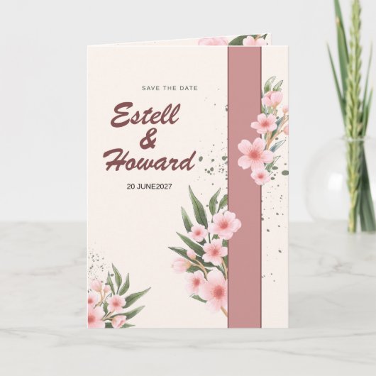 Elegant Cream Floral Wedding Invitation (Voorkant)