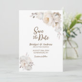 Elegant Cream Floral Wedding Save The Date (Staand voorkant)