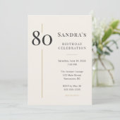 Elegant Cream & Gold 80th Birthday Kaart (Staand voorkant)