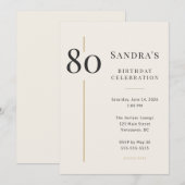 Elegant Cream & Gold 80th Birthday Kaart (Voorkant / Achterkant)