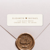 Elegant Cream Gold Bruiloft Retouradres Etiket