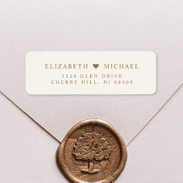 Elegant Cream Gold Bruiloft Retouradres Etiket