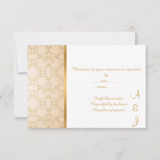 ELEGANT CREAM GOLD CUSTOM RSVP (Voorkant)