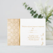 ELEGANT CREAM GOLD CUSTOM RSVP (Staand voorkant)
