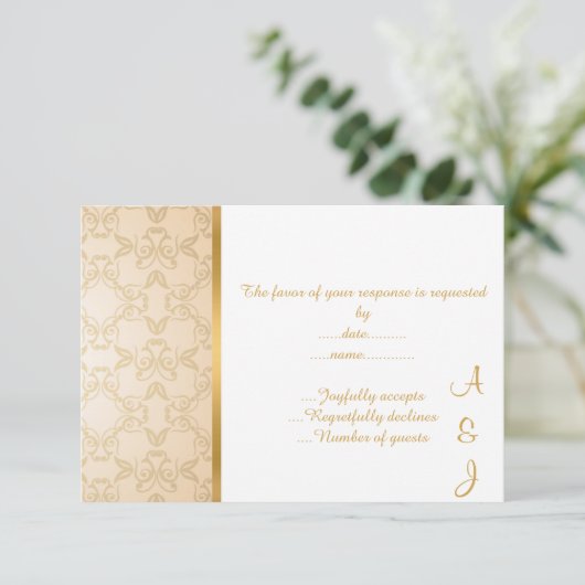 ELEGANT  CREAM GOLD CUSTOM RSVP (Staand voorkant)