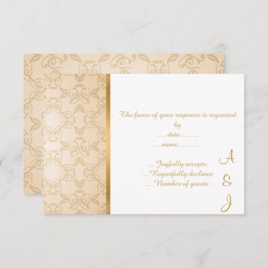 ELEGANT CREAM GOLD CUSTOM RSVP (Voorkant / Achterkant)