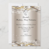 Elegant Cream Gold Diamond Jewel Party Lang Kaart (Achterkant)