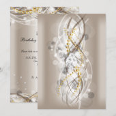 Elegant Cream Gold Diamond Jewel Party Lang Kaart (Voorkant / Achterkant)