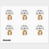 Elegant Cream & Gold Luxury Happy Birthday Ronde Sticker (Vel)
