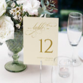 Elegant Cream Gold Script Trouwtafel Nummers Kaart