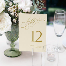 Elegant Cream Gold Script Trouwtafel Nummers Kaart