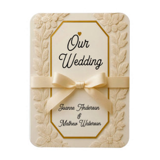 Elegant Cream & Gold Wedding Invitation  Magneet
