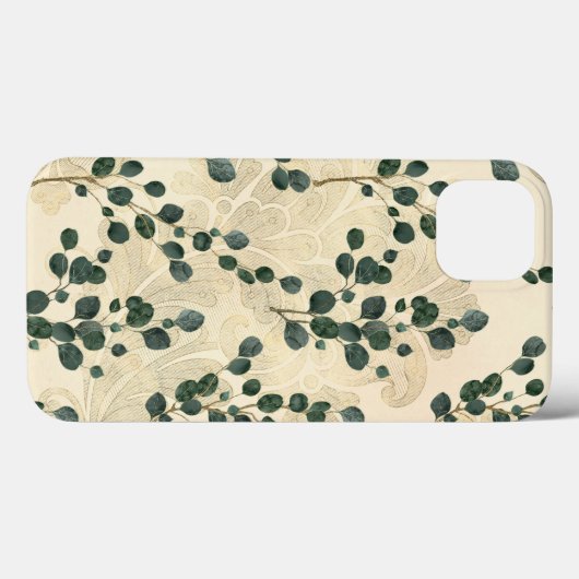 Elegant Cream Gold Whimsical Eucalyptus Greenery Case-Mate iPhone Case (Achterkant (horizontaal))