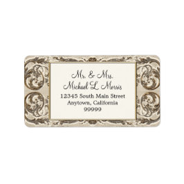 Elegant Cream Goud Barok Bruiloft Retouradres Etiket