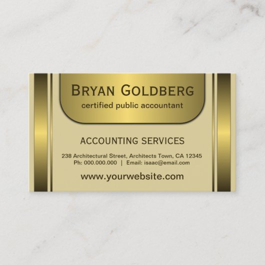 Elegant Cream & Goud Bord Standaard CPA Accountant Visitekaartje (Voorkant)