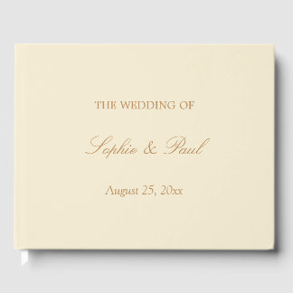 Elegant Cream Gouden Beige Bruiloft Gast Boek