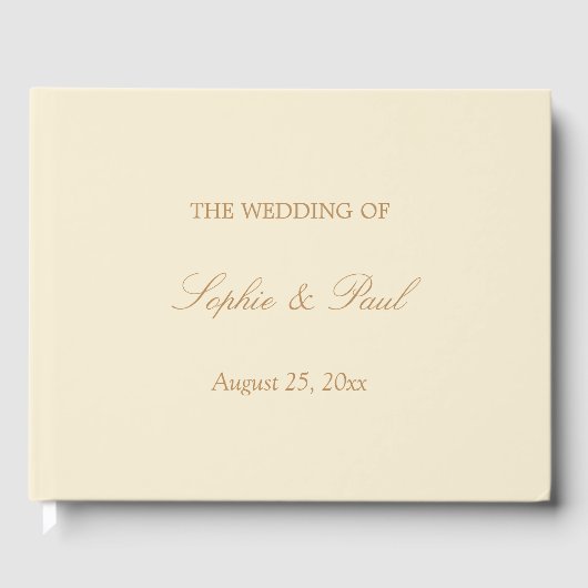 Elegant Cream Gouden Beige Bruiloft Gast Boek (Voorkant)