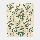 Elegant Cream Green Whimsical Eucalyptus Greenery Fleece Deken (Voorkant)