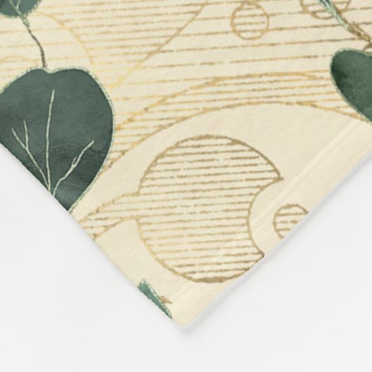 Elegant Cream Green Whimsical Eucalyptus Greenery Fleece Deken (Hoek)