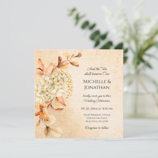 Elegant Cream Hydrangea Floral Christelijk Wedding Kaart (Staand voorkant)