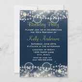 Elegant Cream Lace en Pearls op Blue Birthday Kaart (Voorkant)