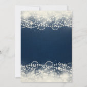 Elegant Cream Lace en Pearls op Blue Birthday Kaart (Achterkant)