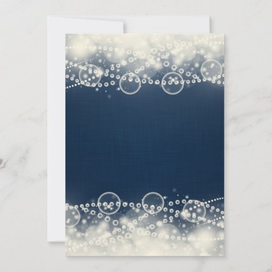 Elegant Cream Lace en Pearls op Blue Birthday Kaart (Achterkant)