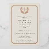 Elegant Cream Law School Graduparty Folie Uitnodiging (Voorkant)