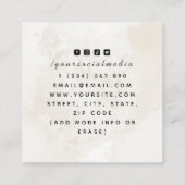 Elegant Cream Marble Royal Skull Tattoo Artist Vierkante Visitekaartje (Achterkant)