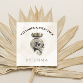 Elegant Cream Marble Royal Skull Tattoo Artist Vierkante Visitekaartje