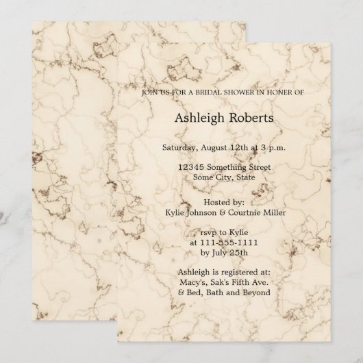 Elegant Cream Marble Vrijgezellenfeest Kaart (Voorkant / Achterkant)