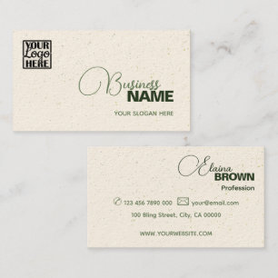 Elegant Cream Modern Decent Simple met Logo Visitekaartje