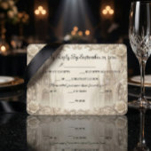 Elegant Cream Monochromatic Cathedral RSVP Kaartje