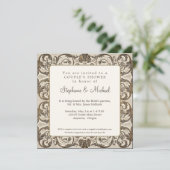  Elegant Cream n Gold Shell Couples Shower Kaart (Staand voorkant)