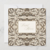  Elegant Cream n Gold Shell Couples Shower Kaart (Achterkant)